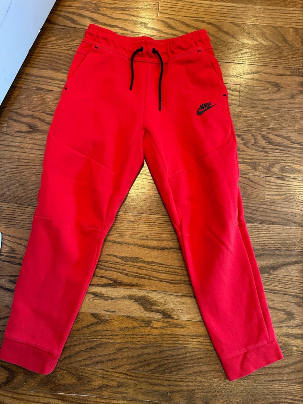 Nike Kids Bright Red Fleece Joggers with Black Drawcord